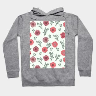 Dusty Pink Flowers on Palest Green Vertical Hoodie